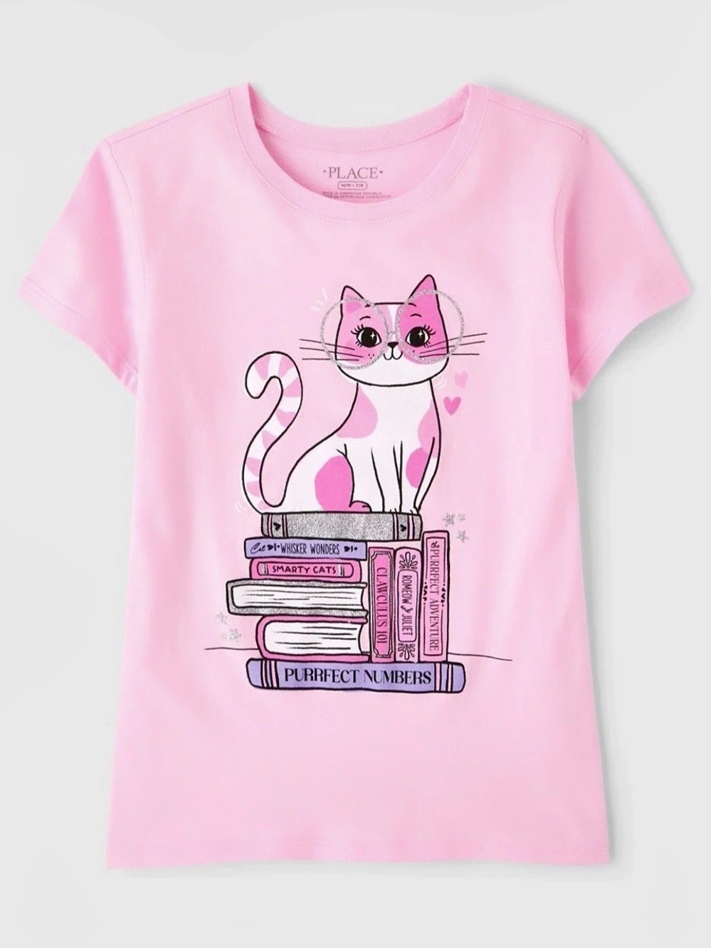 NWT The Children’s Place Pink Cat Graphic Short Sleeve Tee